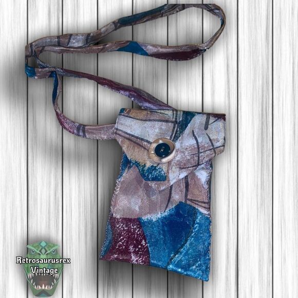 VINTAGE Mens Retro Neck Tie Crossbody Bag, Upcycled Repurposed Shoulder Mini Pur - Picture 8 of 9